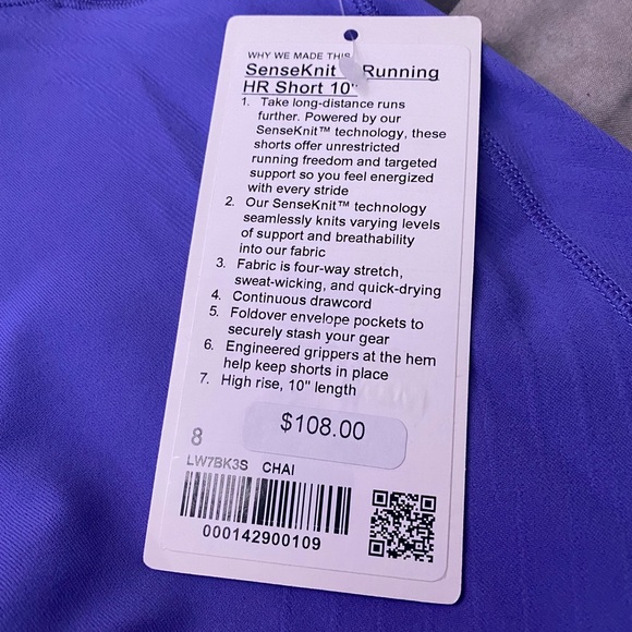 Lululemon senseknit running HR short 10” NWT SIZE 8 - Picture 6 of 12